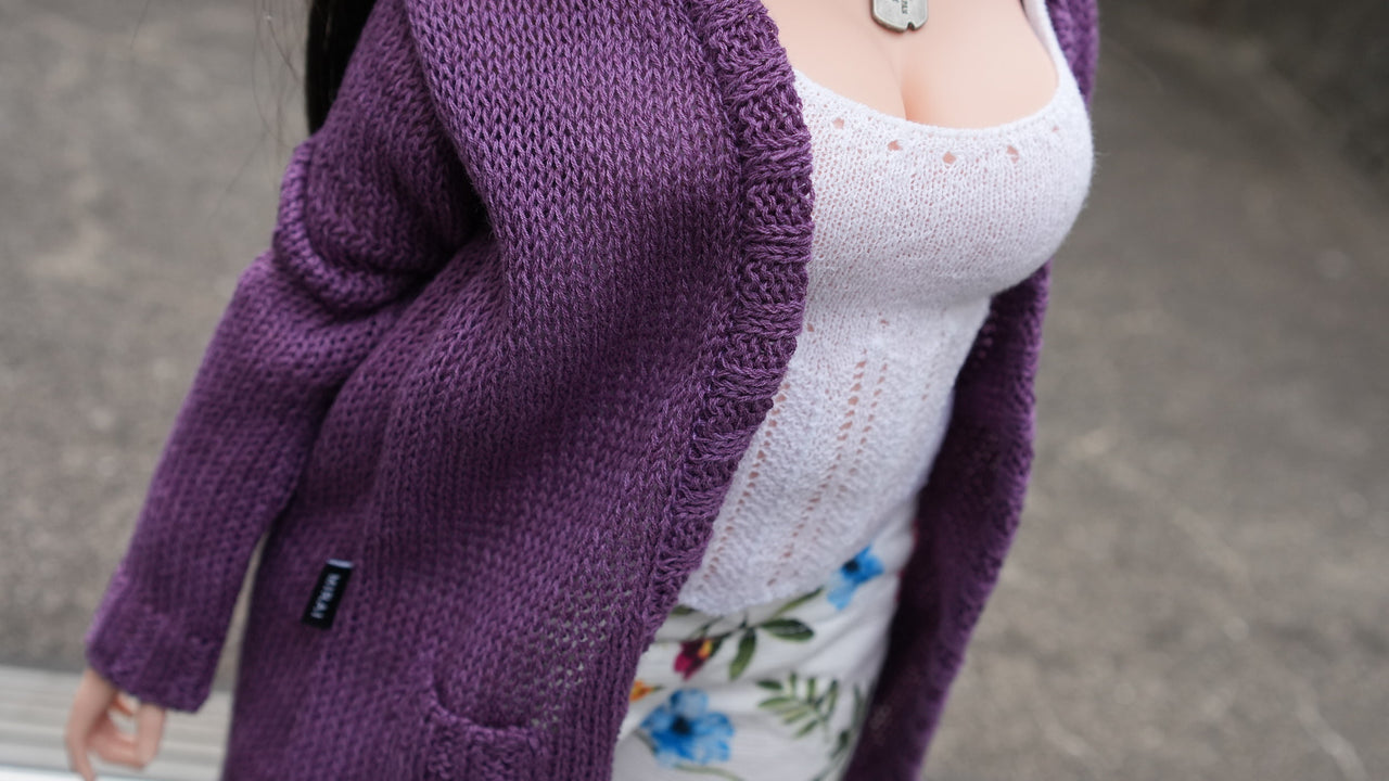 【パープル（50）】MICHAEL BOILED WOOL CARDIGAN Peaks & Valleys Cardigan - Brown Sheep Company, Inc.