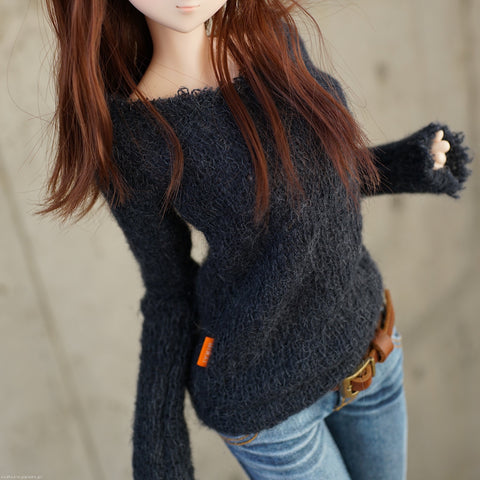 Frayed Knit Sweater (Black)