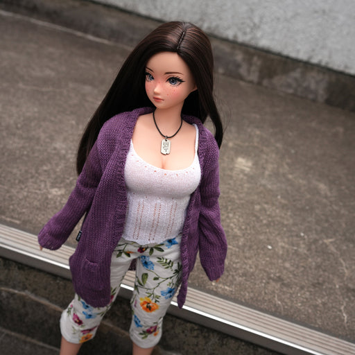 Baggy Knit Cardigan (Purple) [Pear Body]