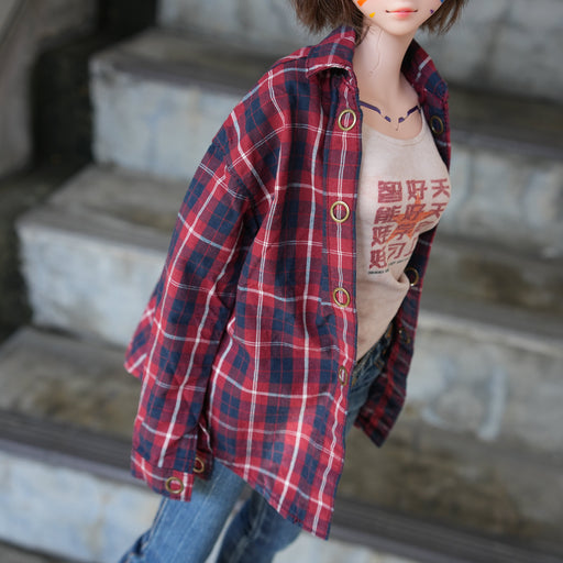 Baggy Plaid Shirt (Red n Blue)