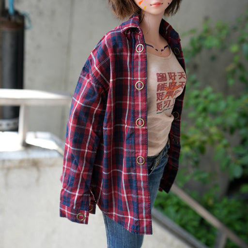 Baggy Plaid Shirt (Red n Blue)