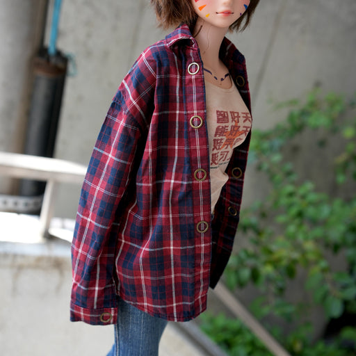Baggy Plaid Shirt (Red n Blue)