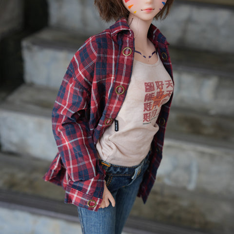 Baggy Plaid Shirt (Red n Blue)