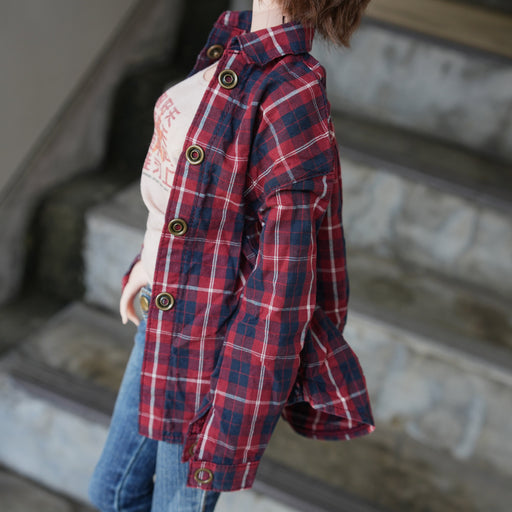 Baggy Plaid Shirt (Red n Blue)