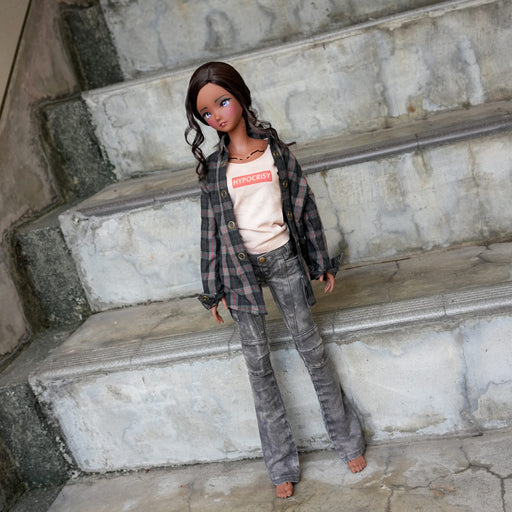 Baggy Plaid Shirt (Black n Red)