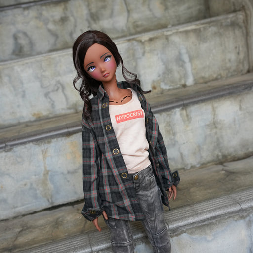 Baggy Plaid Shirt (Black n Red)