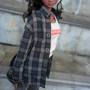 Baggy Plaid Shirt (Black n Red)