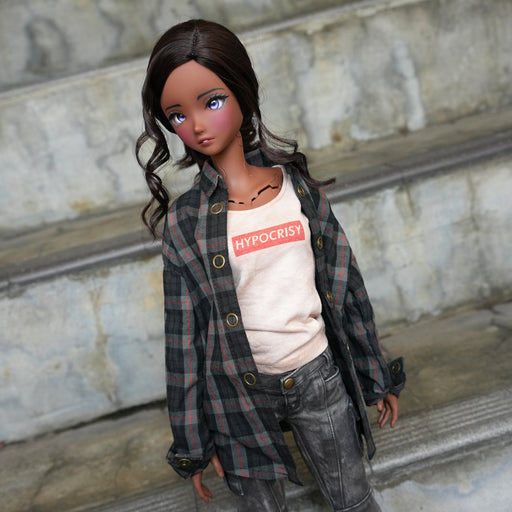 Baggy Plaid Shirt (Black n Red)