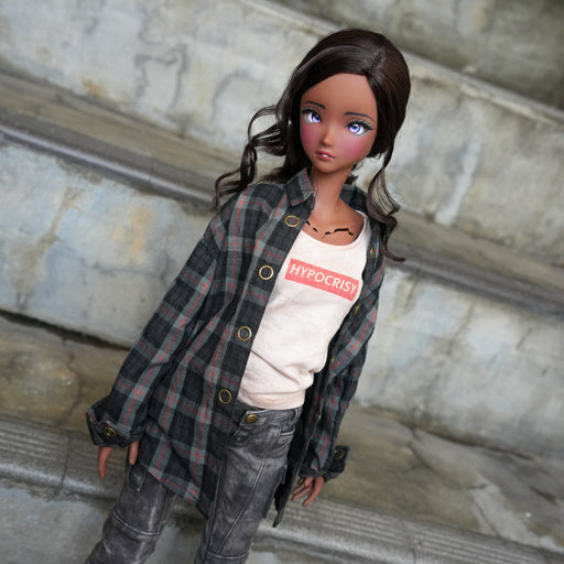 Baggy Plaid Shirt (Black n Red)