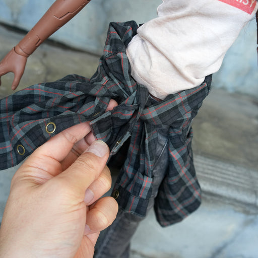 Baggy Plaid Shirt (Black n Red)