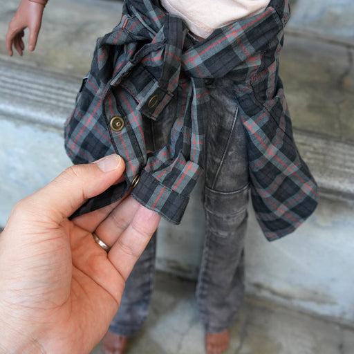 Baggy Plaid Shirt (Black n Red)