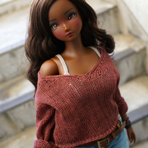 Frayed Knit Sweater (Rusty Brown) [Pear Body]