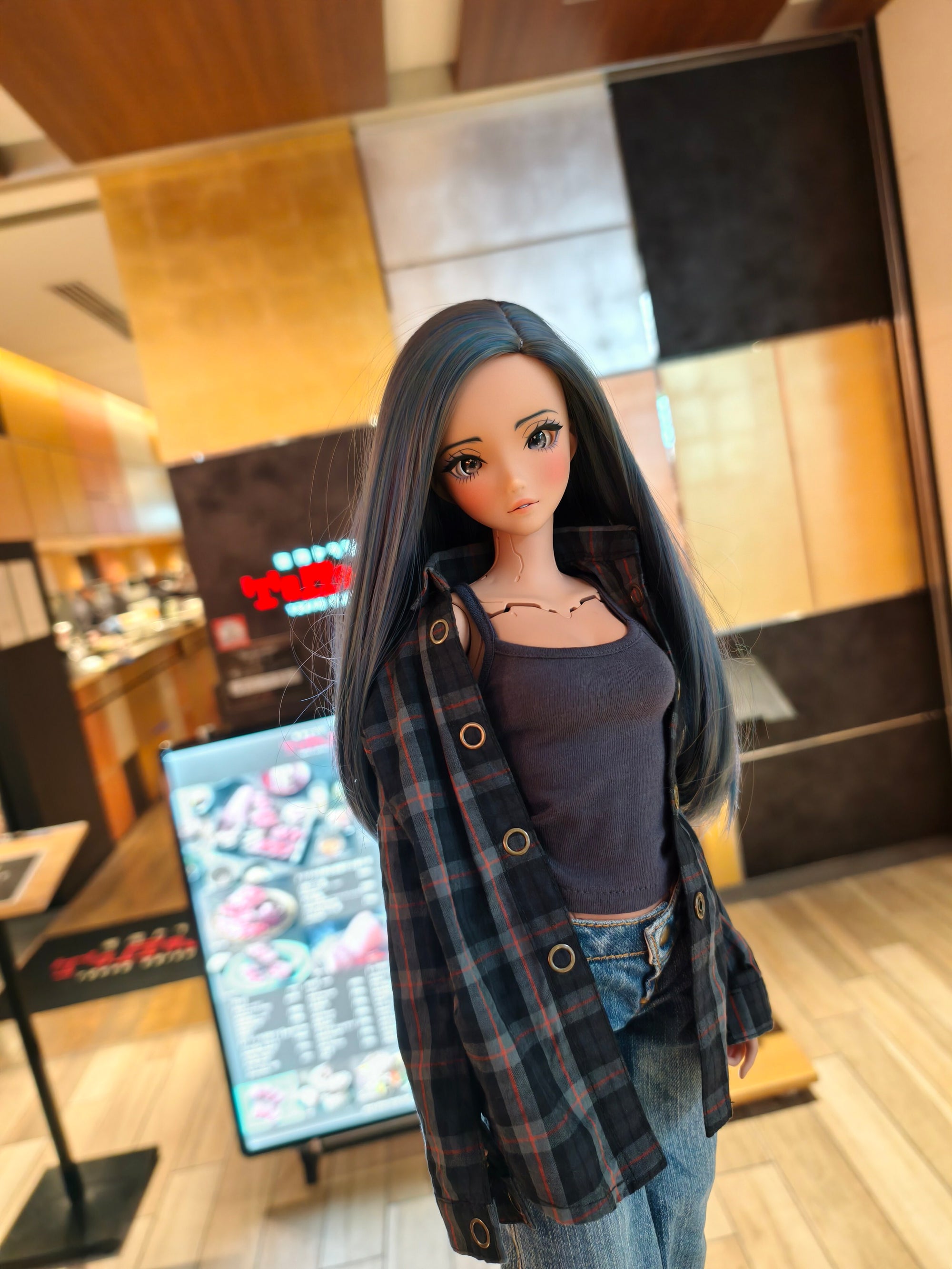 Baggy Plaid Shirt (Black n Red)