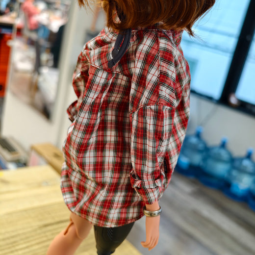 Baggy Plaid Shirt (White n Red)