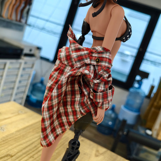 Baggy Plaid Shirt (White n Red)