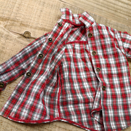 Baggy Plaid Shirt (White n Red)
