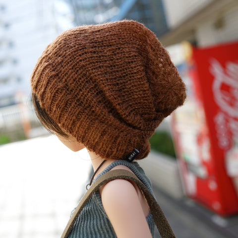 Knit Slouch Beanie Brown