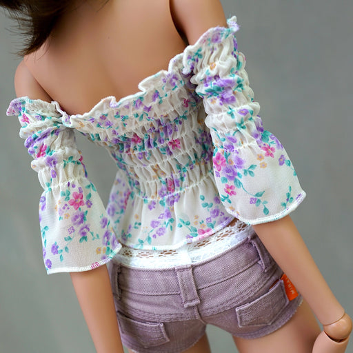 Shirred Blouse (Floral White)