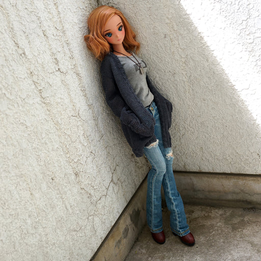 Baggy Knit Cardigan (Ash Blue)