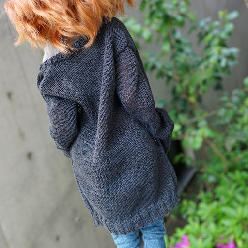 Baggy Knit Cardigan (Ash Blue)