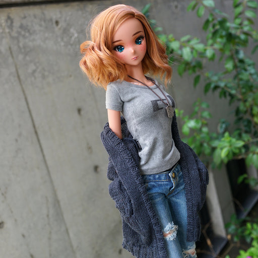 Baggy Knit Cardigan (Ash Blue)