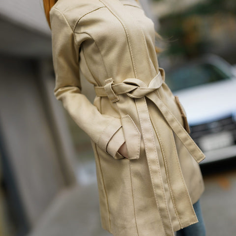 Stand Collar Trench Coat (Beige)