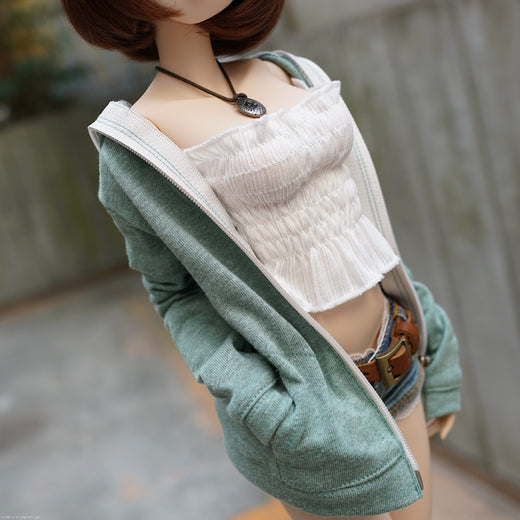Hooded Zip Cardigan (Lime)