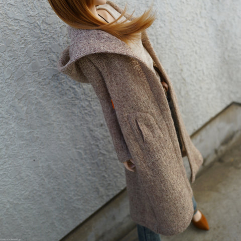 Hoodie Knit Coat (Rusty Brown)