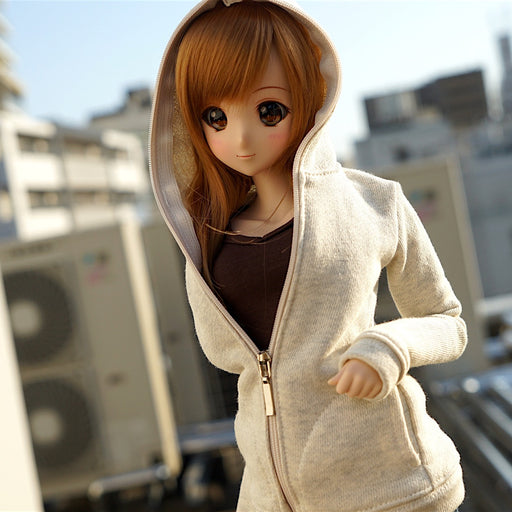 Hooded Zip Cardigan (Cream)