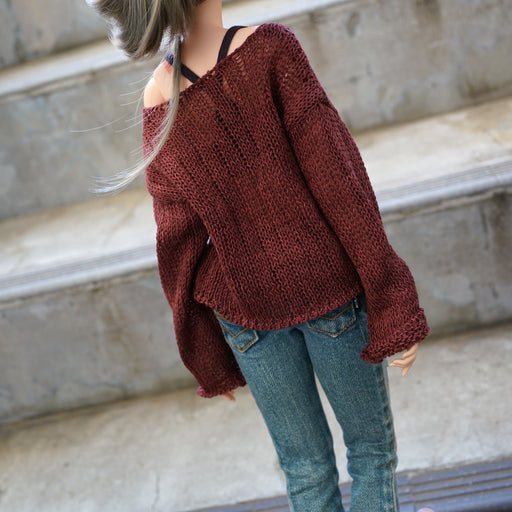 Frayed Knit Sweater (Rusty Brown) [Pear Body]
