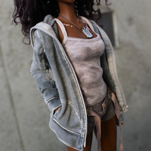 Hooded Zip Cardigan (Ash Gray)