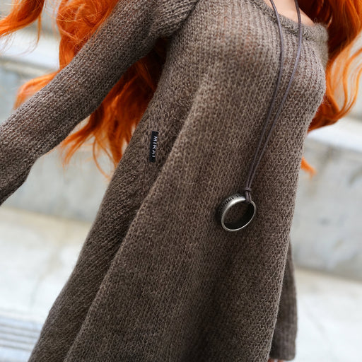 Irregular Hem Sweater (Oak Brown)