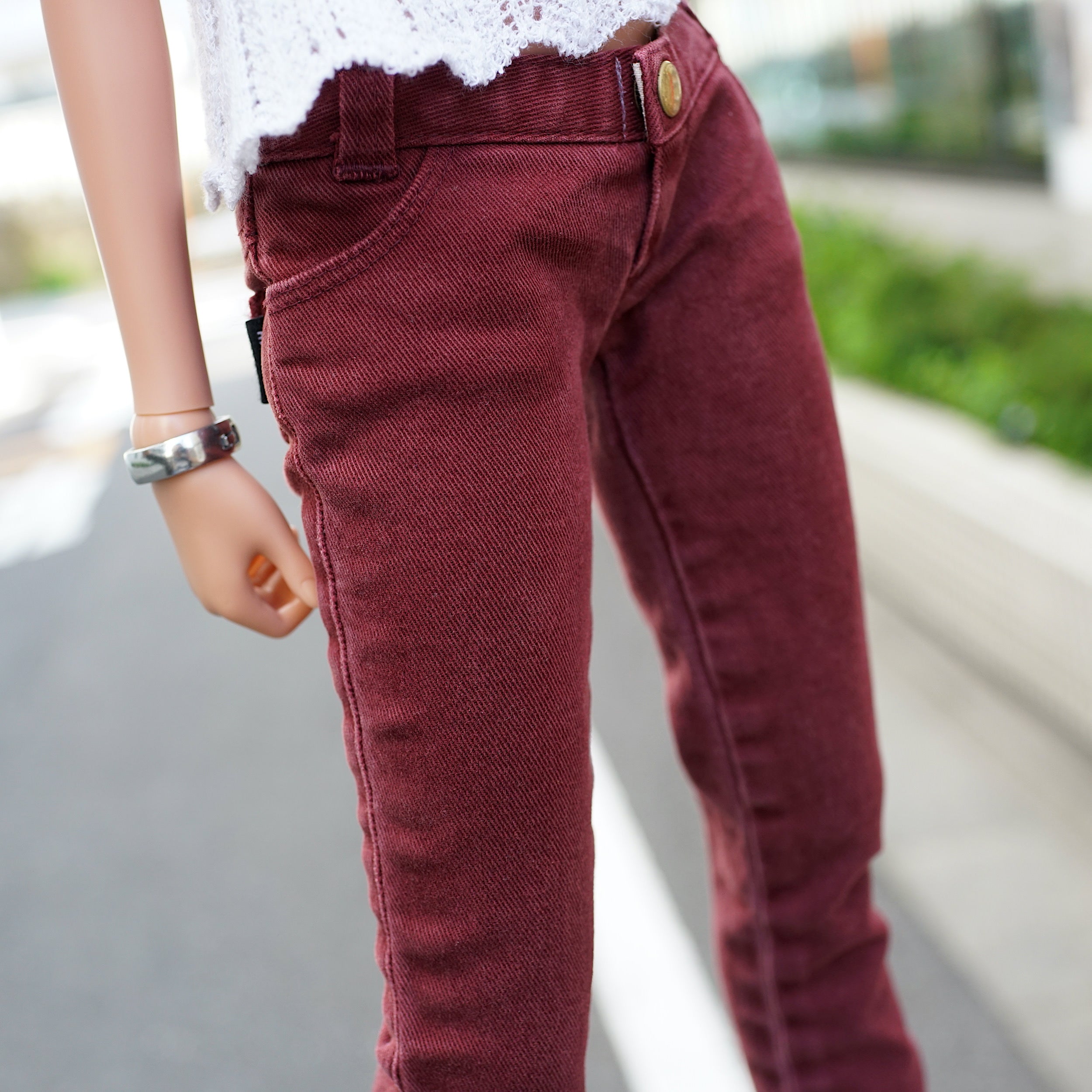 Weathered Wine Red Pants – Smart Doll Store