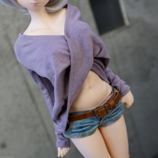 V-Neck Cross Fold Blouse (Pastel Purple)