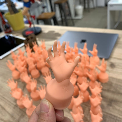 Bright pink hands - tons of them!